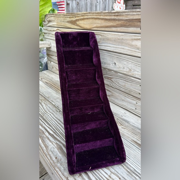 Purple Velvet Shoe Shaped Display for Knick Knacks Has 7 mini Shelves Storage & Organization